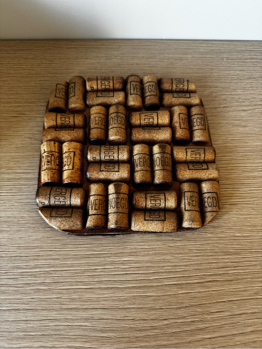 Cork Tile Trivet with Branded Imprint - Brown